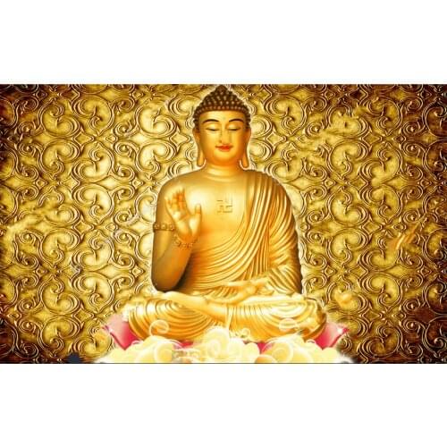 JMINE Div 5D golden Buddha Religious Full Diamond Painting cross stitch kits art High Quality Portrait 3D paint by diamonds