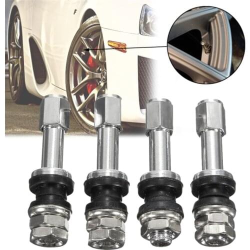 Car Tire Valve 4pcs TR48E Bolt-in Car Tubeless Wheel Tire Valve Stem Dust Cap Cover vehicle Stainless Steel Metal Straight Mouth