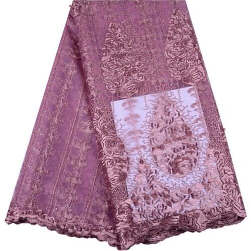 2019 Latest Beaded French Nigerian Lace Fabric High Quality Tulle African Lace Fabric Wedding African French Tulle Lace 1500