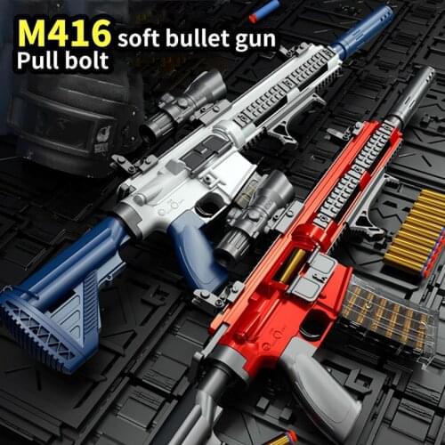 M416 Soft Bullet Sniper Rifle Pneumatic Airsoft Toy Gun Weapon Pistol For Kid Outdoor CS Manual Air Shoting Gun Birthday Gift