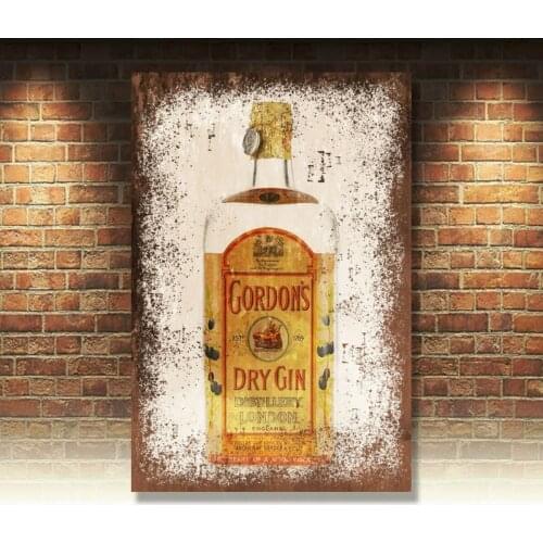 Metal plaque vintage retro style Gordons Gin decorative tin wall door bar sign
