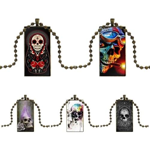 Fashion Necklace Handmade Rectangle Shape Choker Necklace Jewelry Multi Designs For Women Choker Smoking Skull El Greaser