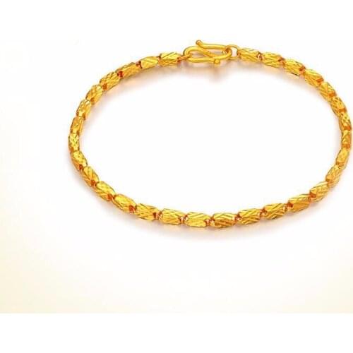 Fashion Pure 999 24K Yellow Gold Hollow Bamboo Bracelet 4.65g
