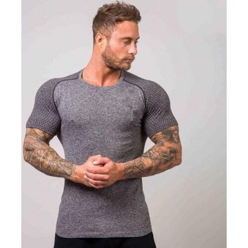 Men Compression Short sleeve T-shirt Gyms Fitness fashion t shirt Man Summer Tight Quick dry Tee Tops workout Brand clothing