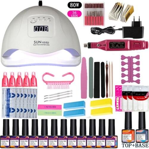 Nail Set UV LED Lamp Dryer With Nail Gel Polish Kit Electric Nail Drill Nail Tools Soak Off Manicure Tools Set