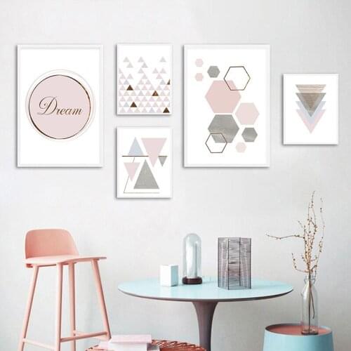Pink Geometry Wall Art Canvas Nordic Style Posters and Prints Abstract Painting Wall Pictures for Living Room Modern Home Decor