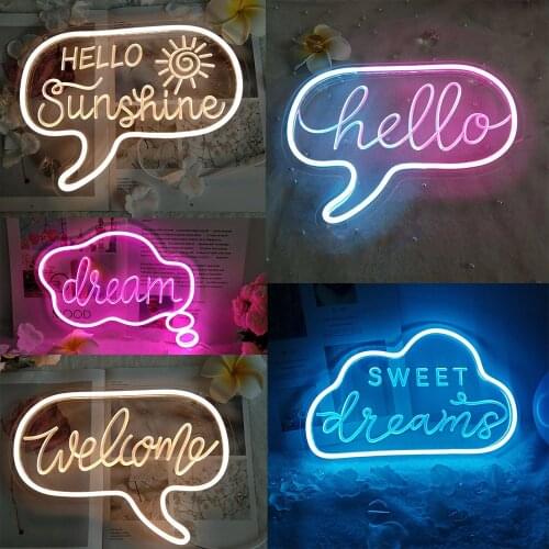Night Light USB Powered Universe Hanger Monstera Coconut Tree Love Wing Ice Cream Led Backplane Neon Light for Bedoom Decoration