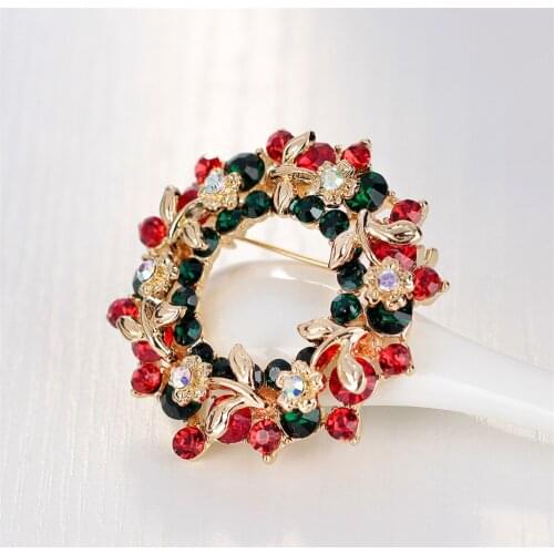 New Elegant Christmas Garland Brooches, Rhinestone Christmas Brooch Pins