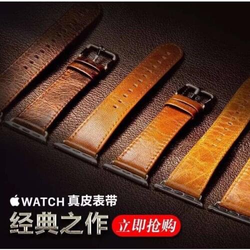 New band for Apple Watch strap SE 38 42 40mm 44mm Italian Genuine Leather Wristband Steel series 6/5/4/3/2/1