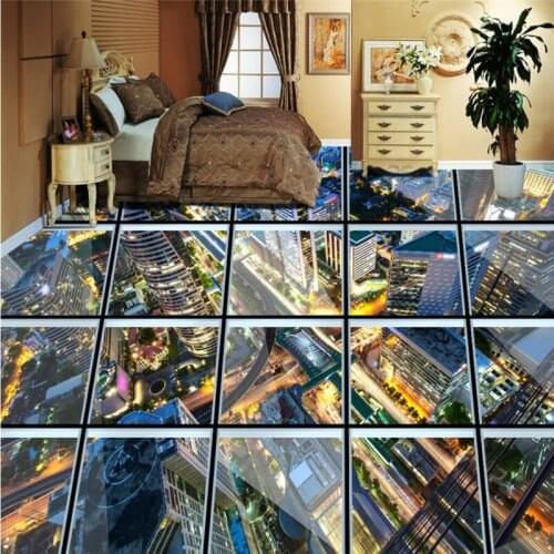 Beibehang Custom Fresco Wallpaper Any size 3D Glass Corridor City 3D Living Room Fling room floor tile painting wallpaper