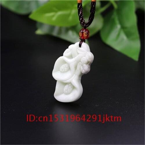 Necklace Jewelry Fashion Magnolia Natural Men Gifts Hand-Carved Chinese Accessories Flower Amulet Pendant Charm Jade White Women