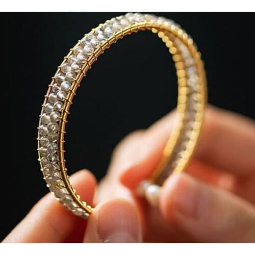 2021 New Handmade Beaded Bracelet Natural Stone Moonstone Beads Braided Bracelet for Friendship Women Bangles Jewelry Gifts