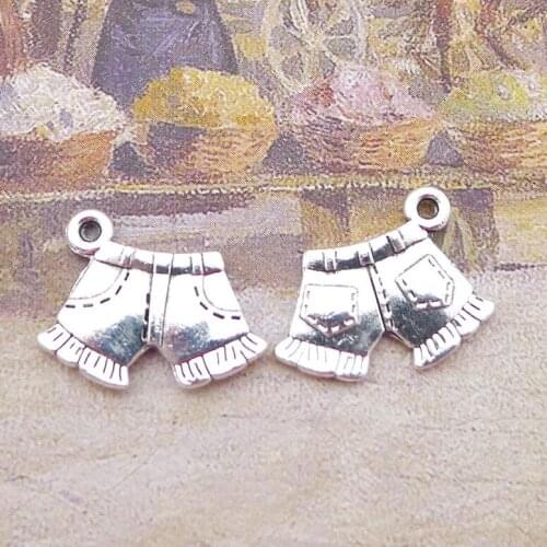 Newest 20Pcs 12*17mm Antique Silver Plated Alloy Shorts Charms Fashion Necklace Bracelet Charms For DIY Jewelry Making Wholesale