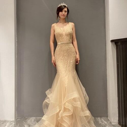 Luxurious mermaid Evening dress 2019new vestido de noiva robe de soiree dress party