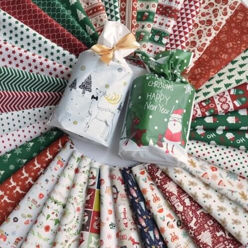 Christmas Decorated Plaid Patchwork Cotton Fabric Digital Printing Sewing Wallet DIY Headwear By Meters cotton fabric