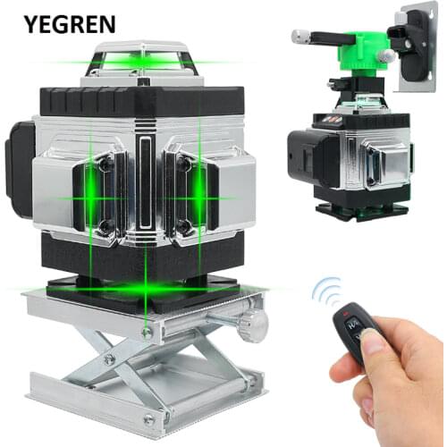 3D Self-leveling Laser Level 16 Lines Green Laser 360 Horizontal Vertical Cross Spirit Level w/ Lifting Platform Remote Control