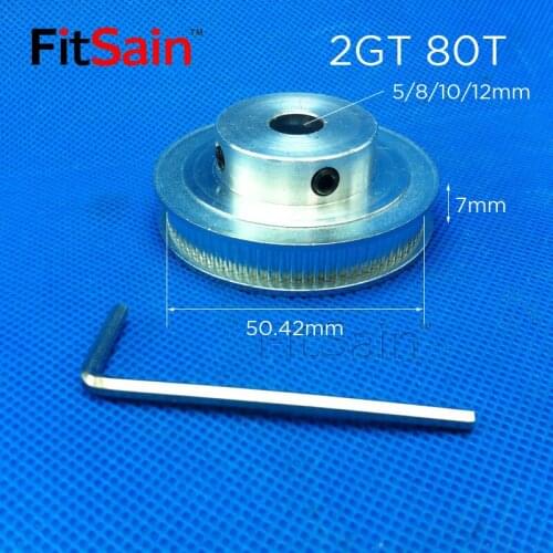 FitSain-2GT 80T Width 6mm Synchronous Wheel GT2 Pulley Hole 5-6-8-10-12mm
