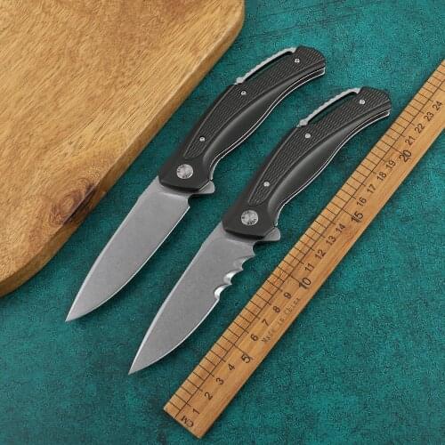 R2401 blade folding knife 8Cr13mov, titanium alloy handle, kitchen knife EDC life-saving tool, outdoor camping tactical knife