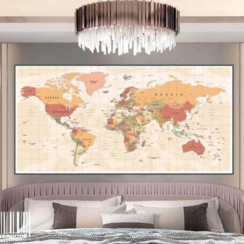 Modern Minimalist World Map Decorative Canvas Cuadros Wall Art Posters and Prints Living Room Office Home Decoration Painting