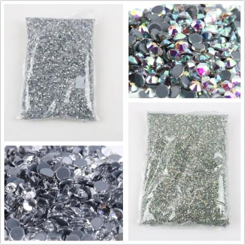 Ss3-ss50 bag Wholesale Crystal Clear AB flatback Rhinestones Glass Strass Hotfix For garment nail art decorations