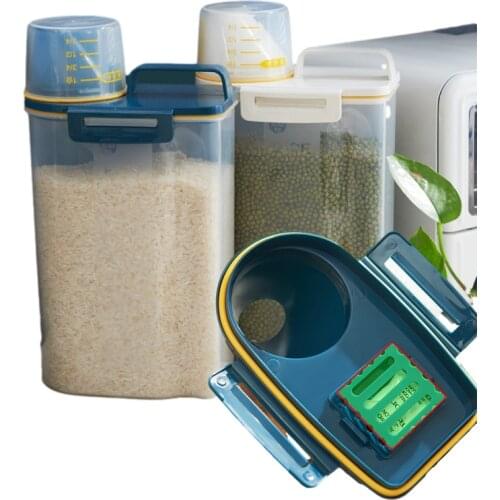 Laundry Washing Powder Storage Box Sealed Rice Bucket with Dry Box Washing Powder Bucket Portable Large with Measuring Cup