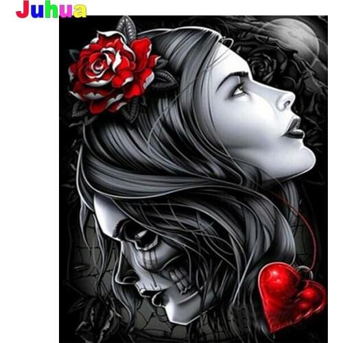 Horror skull beauty 5D Diy diamond painting Full square/round mosaic art diamond embroidery gift home nordic decor drop shipping