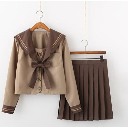 Anbenser Japanese School JK Uniform Long Short Sleeve Shirt Pleated Skirt Suits Teenage Girls Chorus Party Sailor Uniforms