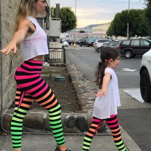 New Women Colorful Striped High Waist Stretch Leggings Yo-ga Trousers
