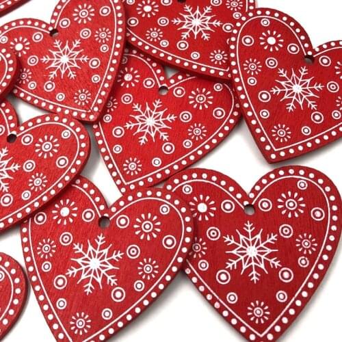 10pcs Red Assorted Valentines Day Wooden Button Craft Card Embellish WB496