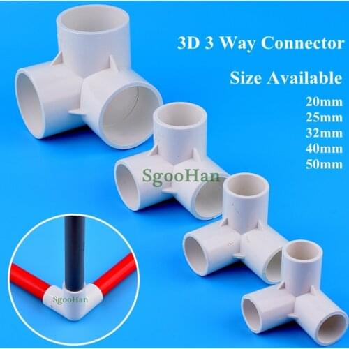 2~30pcs ID 20~50mm PVC Pipe 3 Way 3D Connectors Hydroponic Frame Coupler Adapter Hard Tube Fittings Aquarium Fish Tank Joints