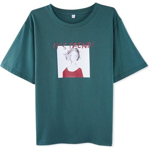 2019 Summer Fashion Cotton Character T-shirt Women T shirt Cartoon Print Basic Casual Funny Tee shirt Harajuku T-shirt Female