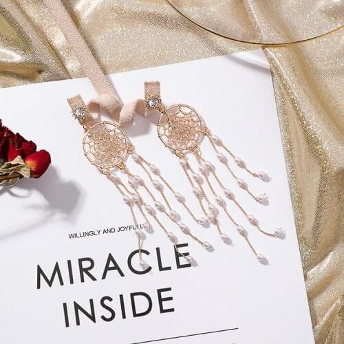 2021 Trendy Fashion Jewelry Personality pearl fringed temperament earrings female Crystal from Austrian 925 silver needle Women