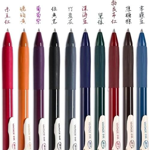 5pcs/set Retro Dark Colored Gel Pens Retractable 0.5mm Fine Point Quick Drying Ink Gel Pens for Journaling