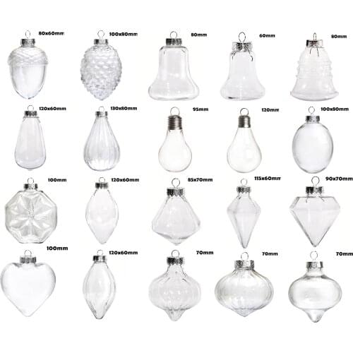 Promotion - 20 Pieces Different Shapes (One For Each) DIY Paintable Christmas Decoration Shatterproof Plastic Ornaments