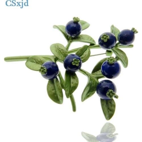 CSxjd Fashion brooch jewelry blueberry branches Natural bluestone Retro brooch Womens wedding accessories