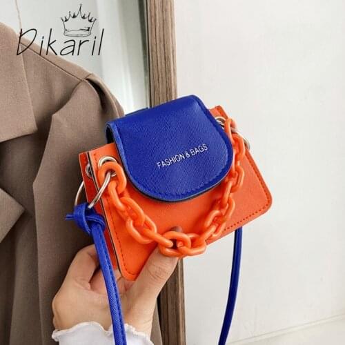 Dikaril 2021 New Ladies Simple Versatile Bag Women Mini Purses and Handbags Trend Chain Colorful Pu Leather Casual Shoulder Bags