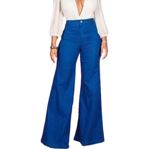 Wide Leg Jeans Women Spring Autumn Causal Loose Bell Bottom Jeans Woman Fashion Mid Waist Denim Blue Pants Pantalones