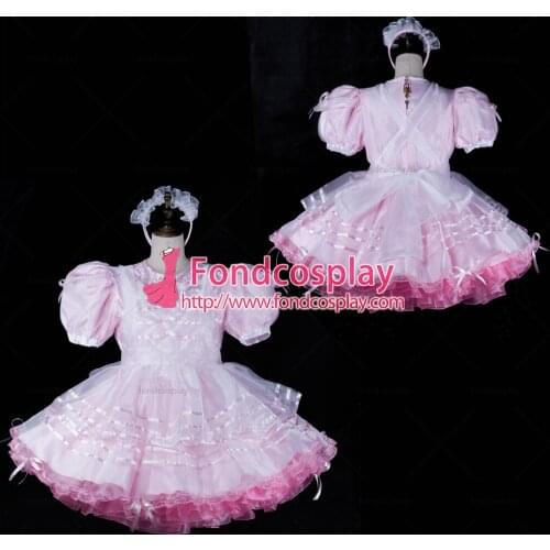 Sissy maid satin dress lockable Uniform cosplay costume Tailor-made[G2312]