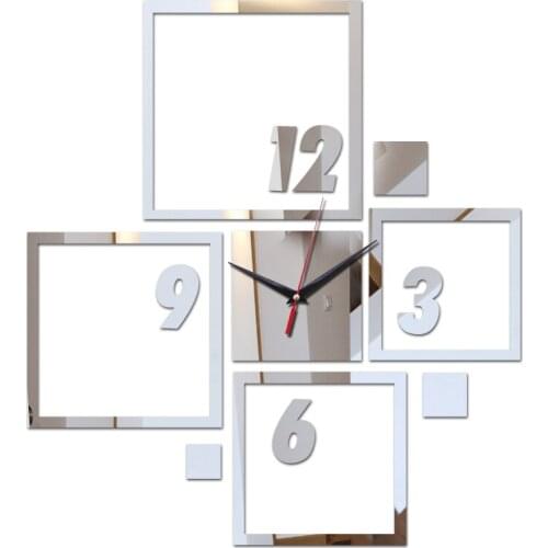 Hot sale new wall clocks 3d acrylic mirror diy clock horloge quartz watch needle home decoration living room Safety Box