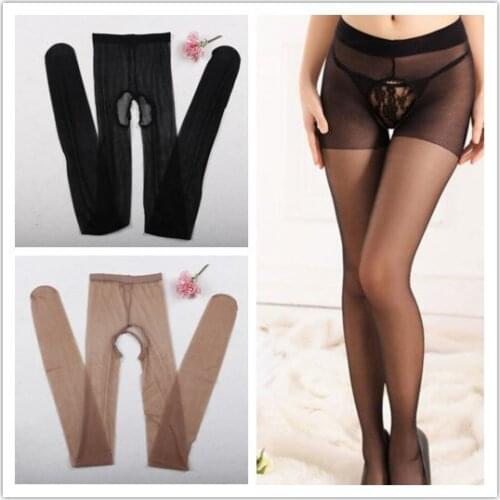 Hot Sell Woman Sexy Open Crotch Thin Silk Stockings Open file sexy stockings