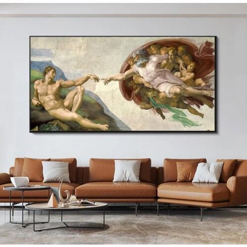 Creation of Adam Sistine Chapel Canvas Art Wall Painting Classical European Wall Art Canvas Prints Cuadro Picture For Home Decor