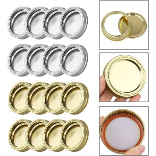 8 70mm/86mm Glass Jars Lids Stainless Steel Metal Caps DIY Decoration Split Sealing Covers with Discs Kit for Mason Canning Jar