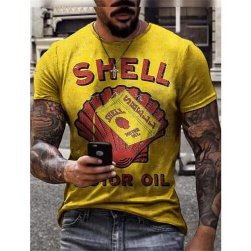 Summer hot sale Shell mold printing trend mens fashion loose T-shirt 2021 casual handsome round neck short-sleeved shirt