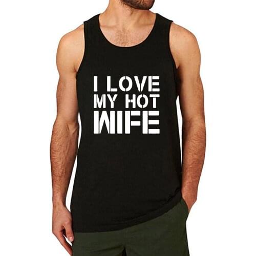 Lyprerazy Mens I Love My Hot Wife Workout Gym Funny Printed Tank Top