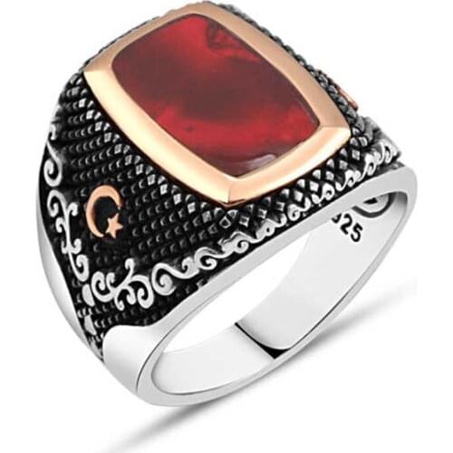 Cabochons Silver Men 'S Ring