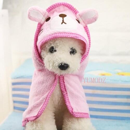 Soft Pet Dog Cat hat Animal Bathrobe Bath Towel Puppy Shower Wash Supplies Dog Pet cap Medium Small dog clothes dog bathrobes