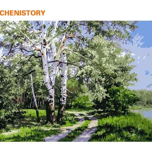 CHENISTORY Poplar Forest Diy Paintnig By Numbers Modern Wall Picture Landscape Drawing Painting By Numbers For Home Decoration