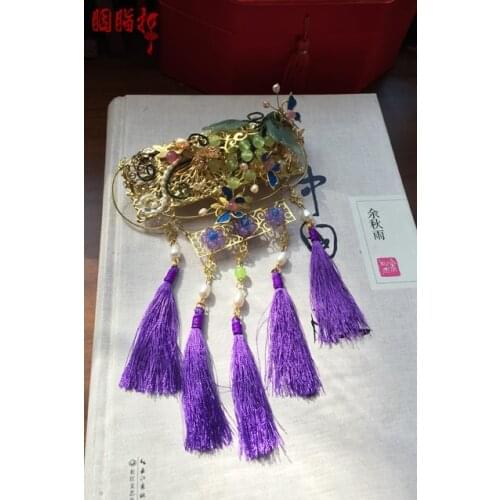 Jade Pearl Grape Stone Pinchcock Handmade Vintage Cosplay Hair Accessories Hairpin Hair Jewelry