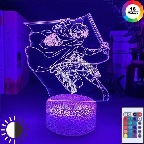 Newest Acrylic 3d Lamp Levi Ackerman Attack on Titan for Home Room Decor Light Child Gift Levi Ackerman LED Night Light Anime