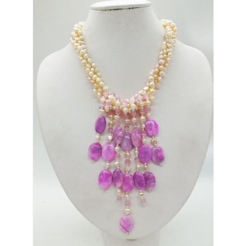 The latest design, fashion classic! Natural Baroque pearl necklace. Bridal wedding necklace jewelry 18"